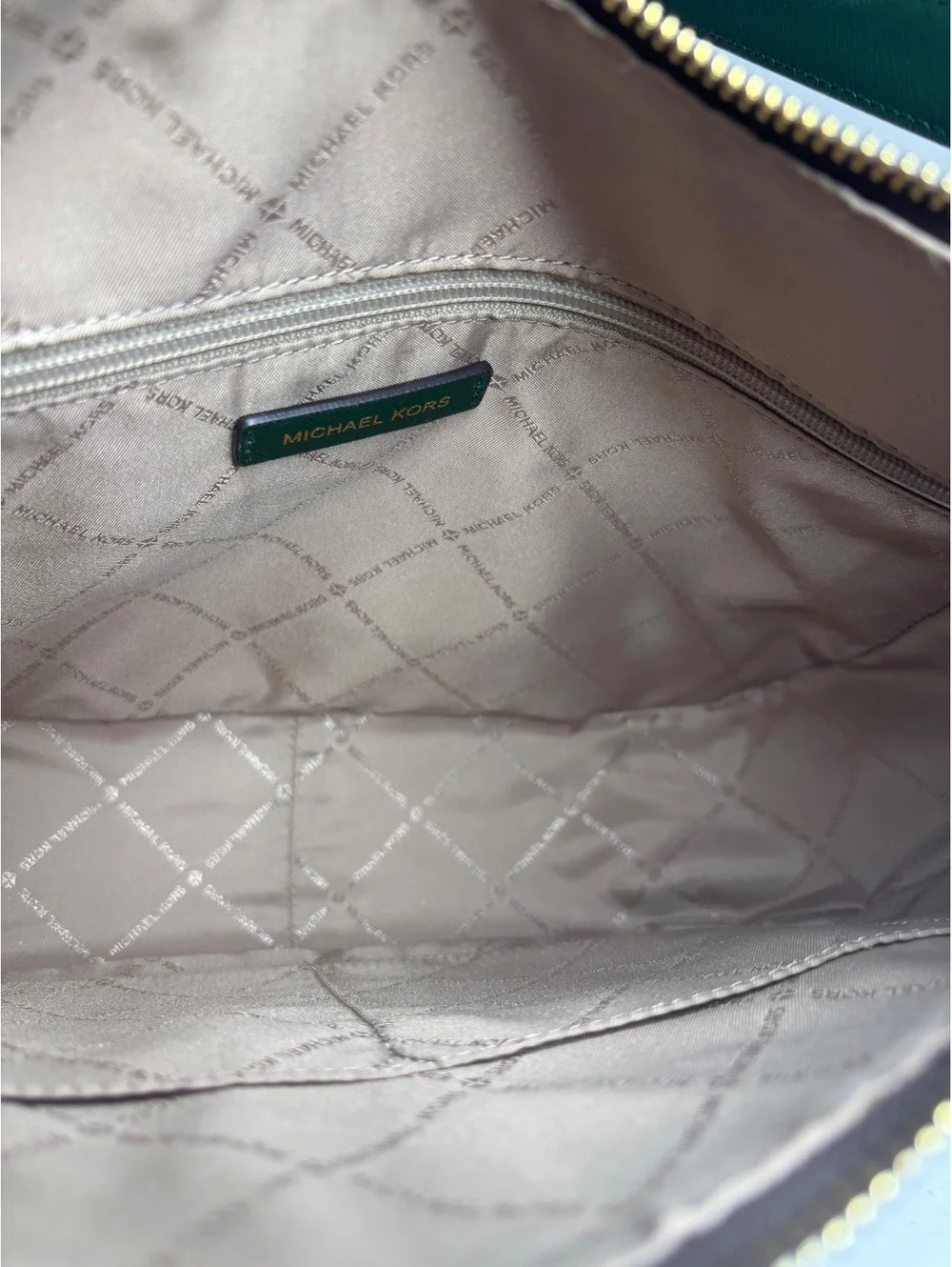 Michael Kros Signature Logo Hobo Bag Green & Brown